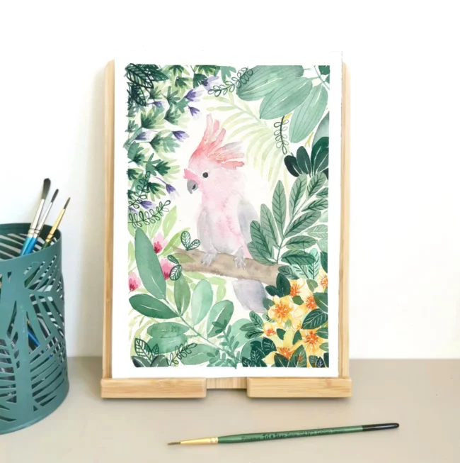 affiche perroquet jungle deco tropicale tirage d'art bonjour couleurs